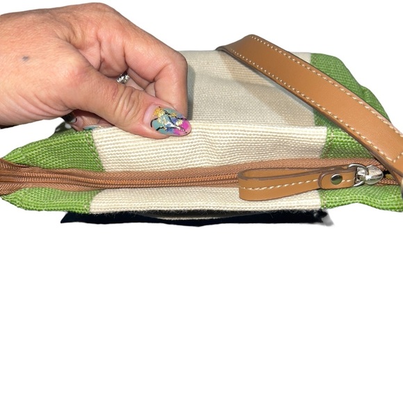 Vintage Y2K Relic Green Cream Mini Shoulder Crossbody Canvas Purse - Picture 4 of 15
